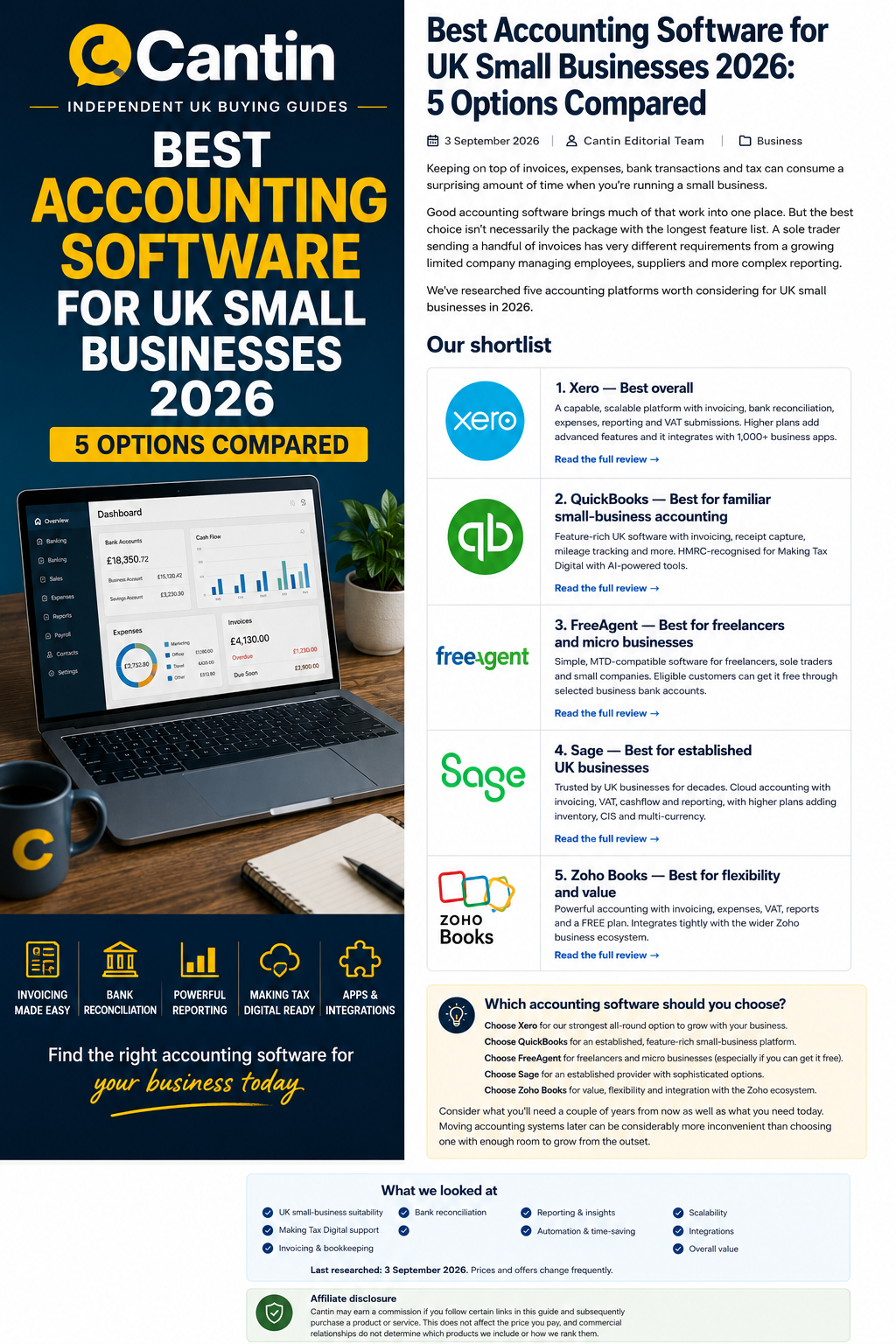 Best Accounting Software for UK Small Businesses 2026: 5 Options Compared